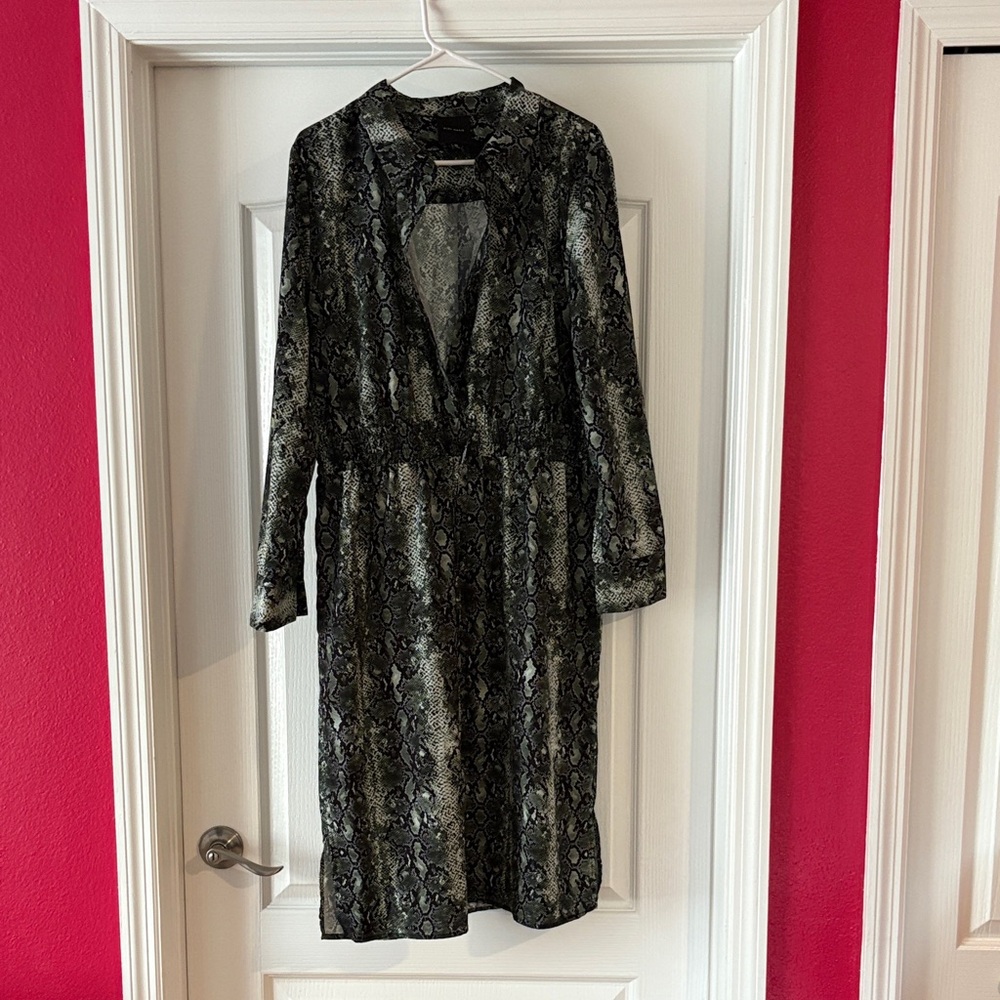 Alex Marie Black and Green Snake Print Dress